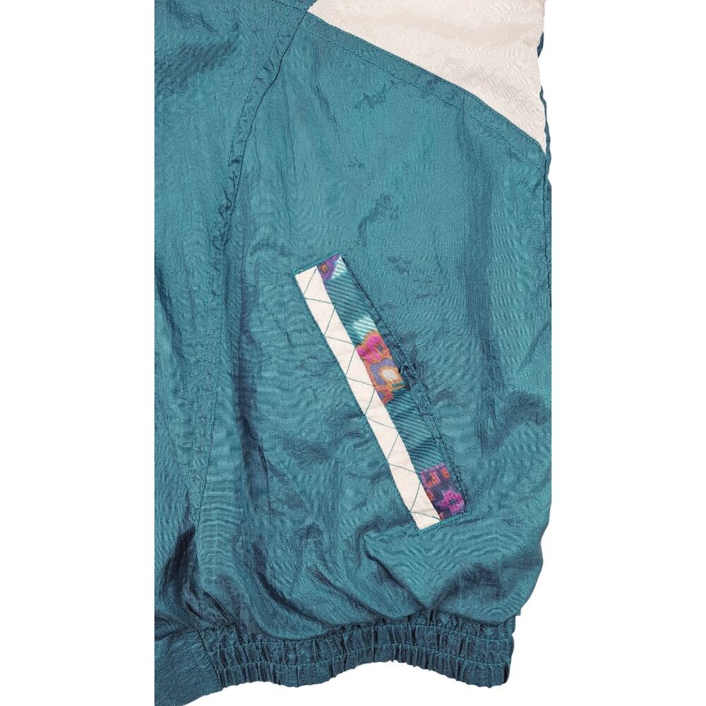Vintage Wilson Windbreaker Jacket Women Large Teal White Southwestern Embroidery - Picture 4 of 6